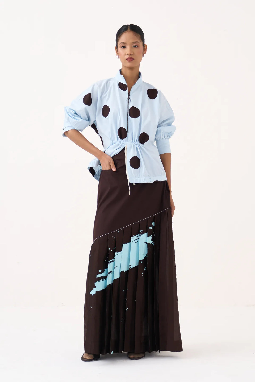Splash Print Pleated Skirt Co-ord
