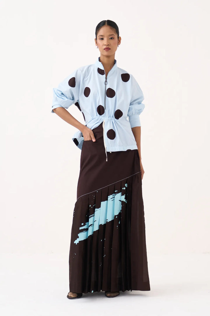 Splash Print Pleated Skirt Co-ord