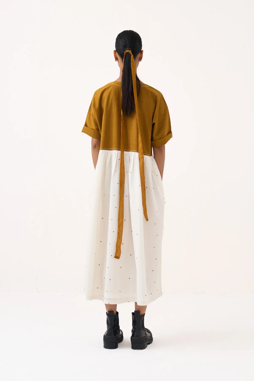 Yoke Gather Polka Dress