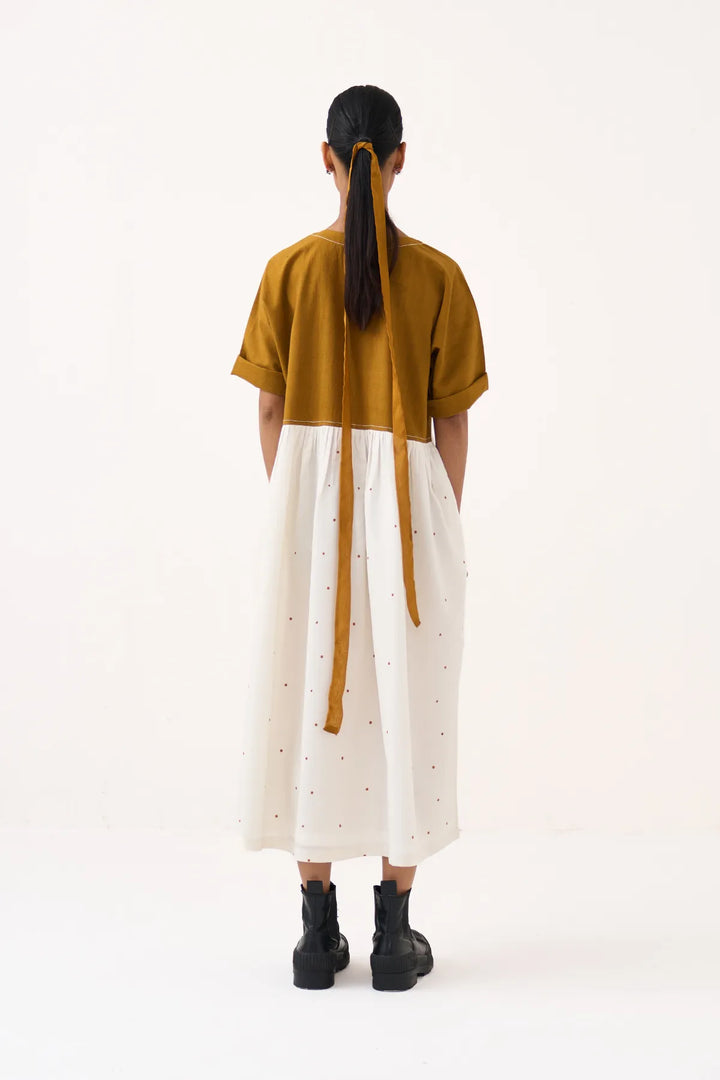 Yoke Gather Polka Dress