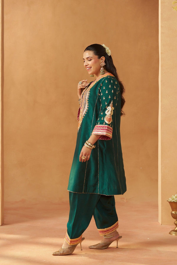 Riva Emerald Green Chauga with Salwar