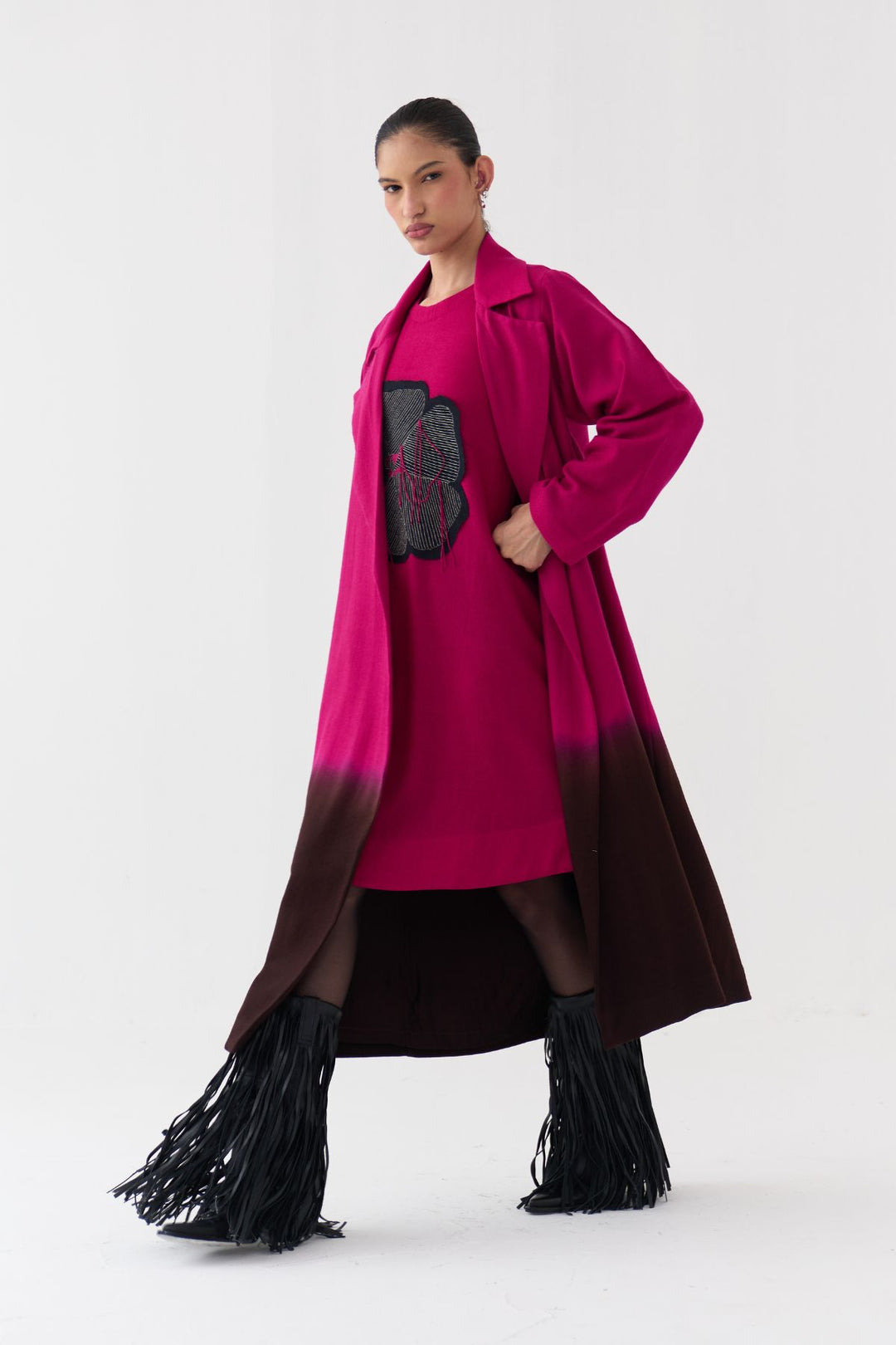 Applique Woollen Dress Co-ord (Set Of 2)