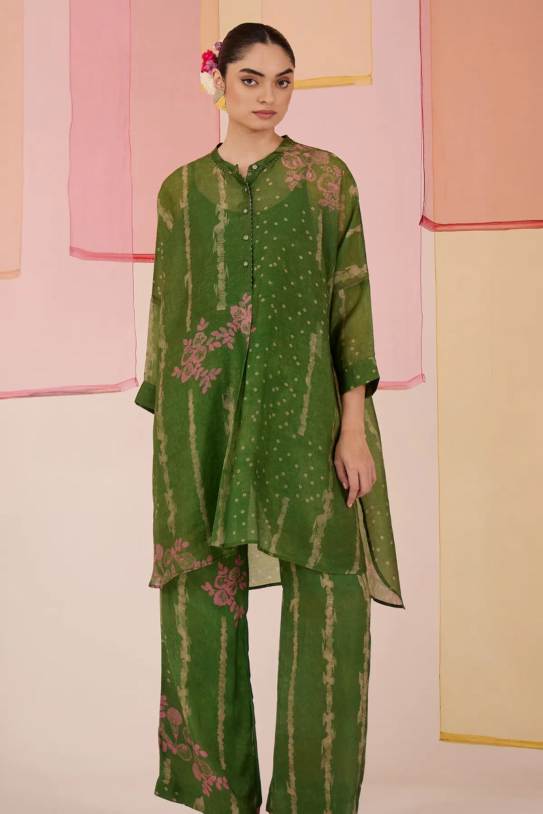 Green Aprajita Kimono Set