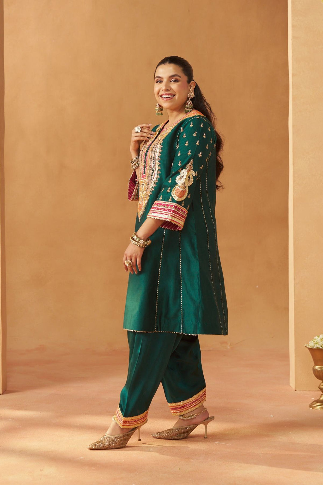 Riva Emerald Green Chauga with Salwar