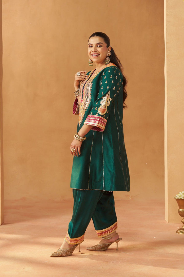 Riva Emerald Green Chauga with Salwar
