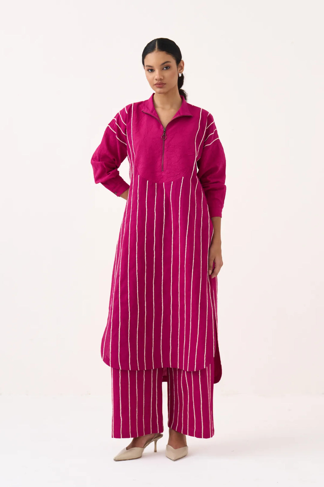 U-Yoke Emb. Tunic Co-ord (Set Of 2)