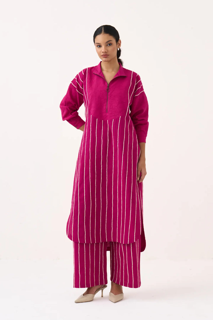 U-Yoke Emb. Tunic Co-ord (Set Of 2)