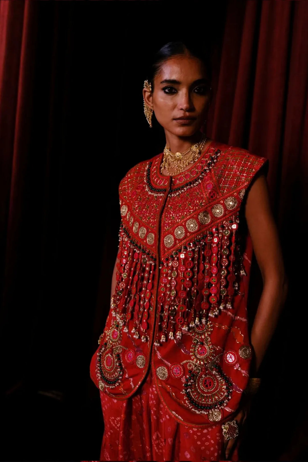 Red Bomber Jacket Set