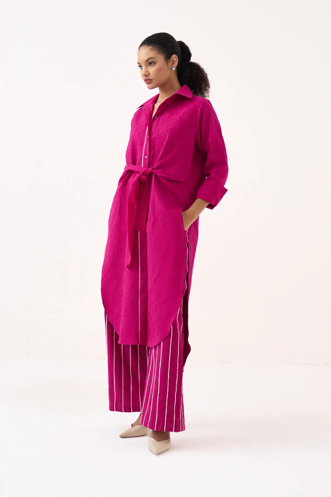 Front Knot Shirt Co-ord (Set Of 2)
