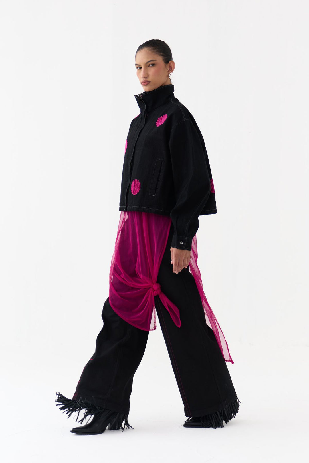 Polka Denim Bomber Co-ord (Set Of 3)