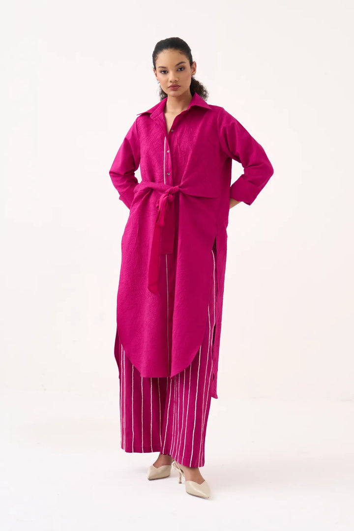 Front Knot Shirt Co-ord (Set Of 2)