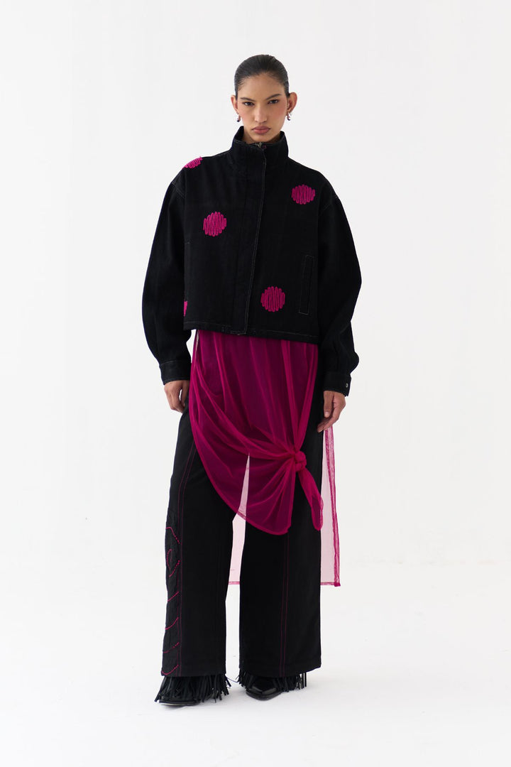 Polka Denim Bomber Co-ord (Set Of 3)