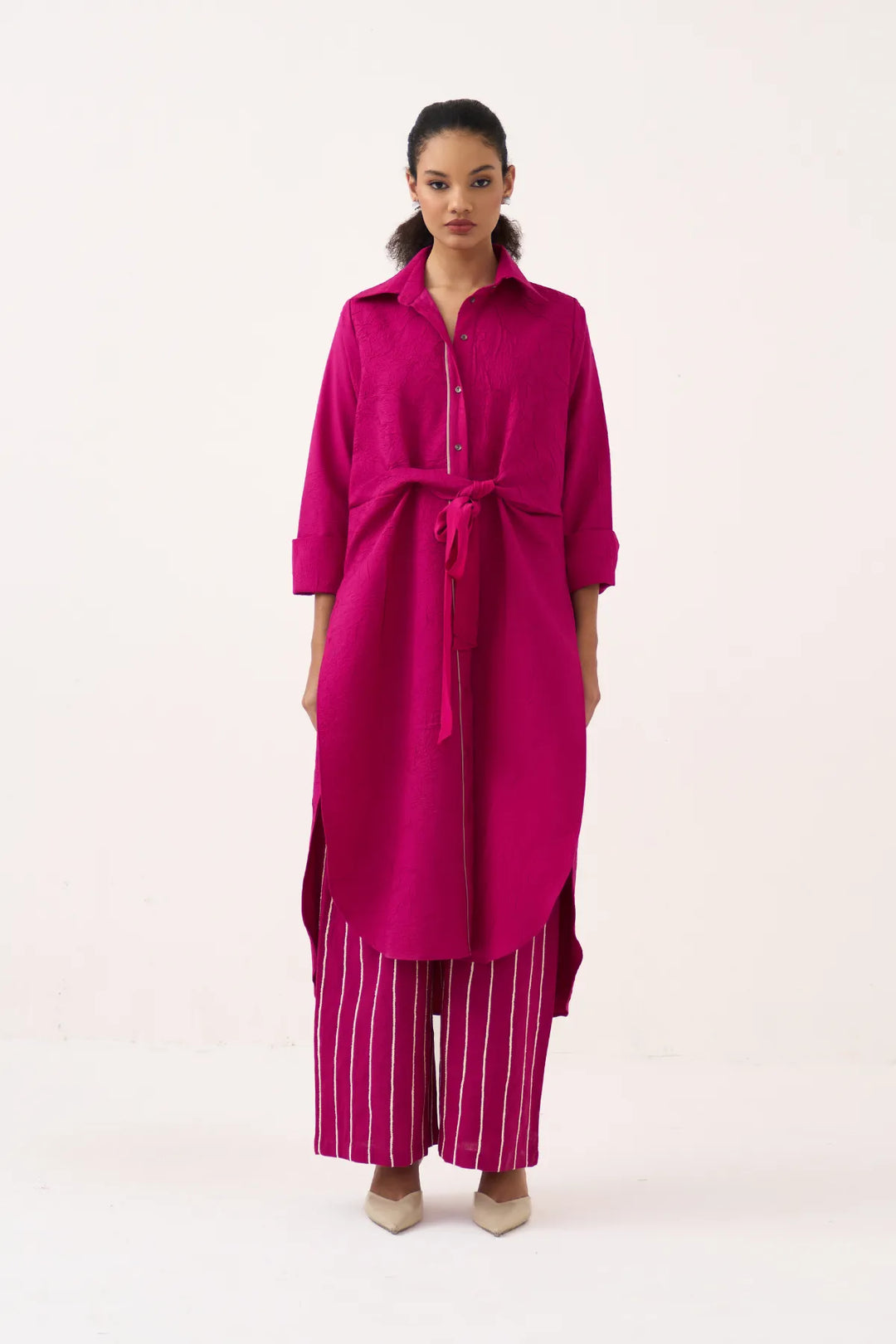 Front Knot Shirt Co-ord (Set Of 2)
