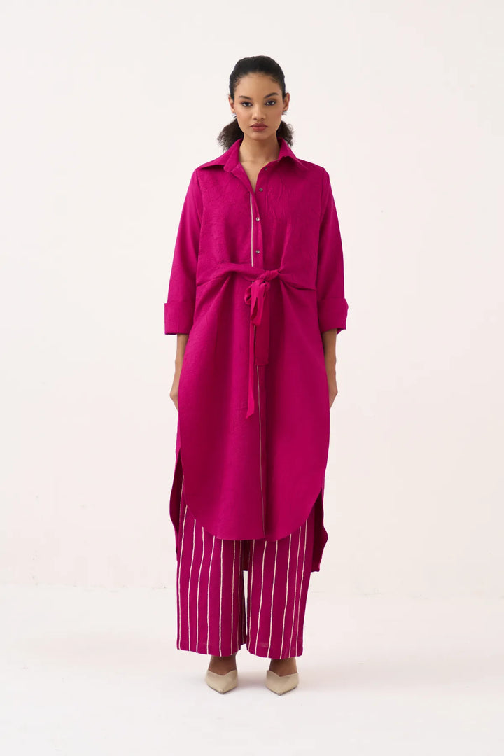 Front Knot Shirt Co-ord (Set Of 2)
