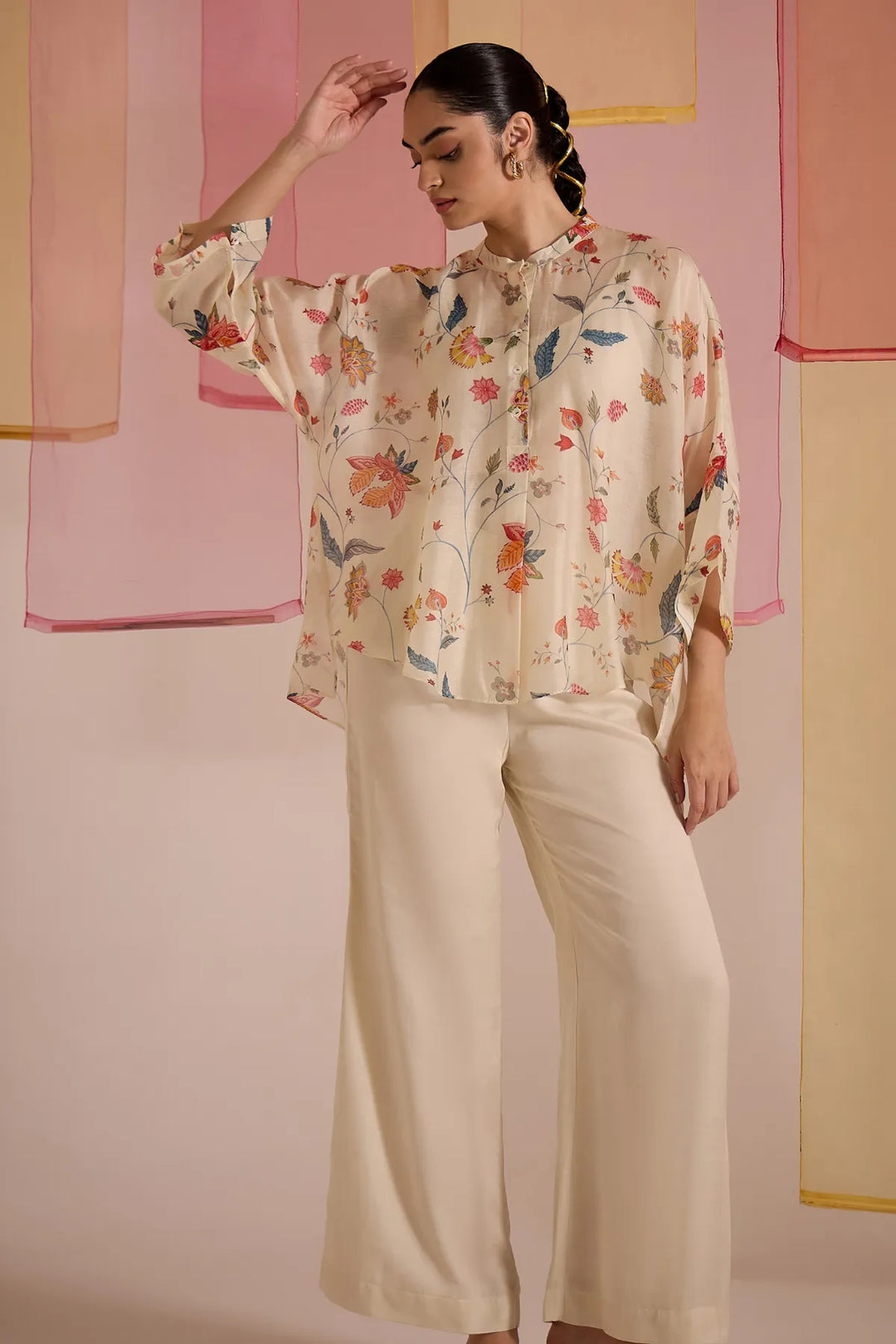 Ivory Chintz Cotton Silk Nama Tunic Set