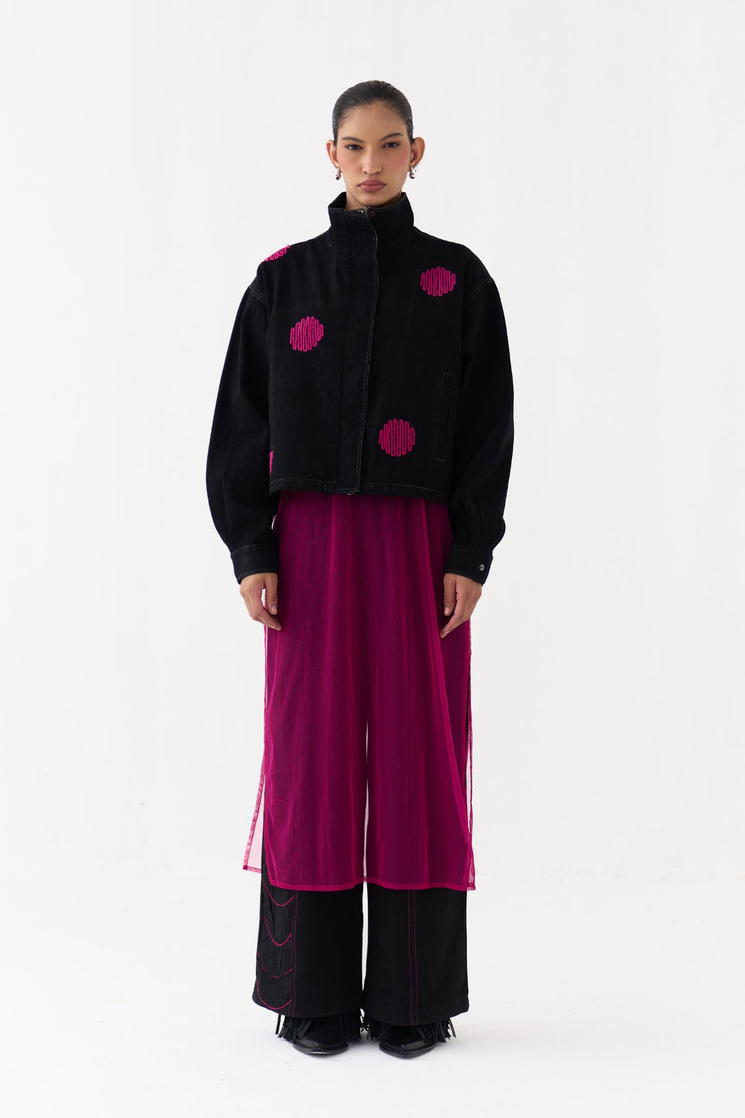 Polka Denim Bomber Co-ord (Set Of 3)
