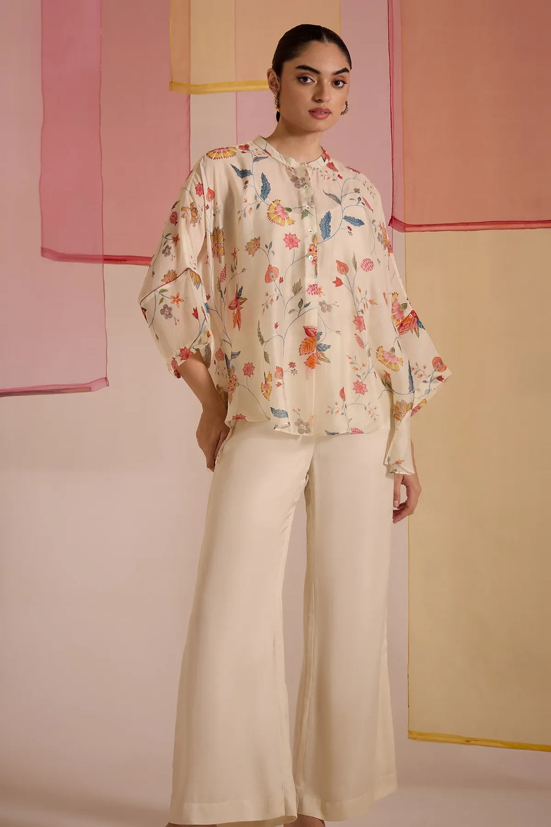 Ivory Chintz Cotton Silk Nama Tunic Set