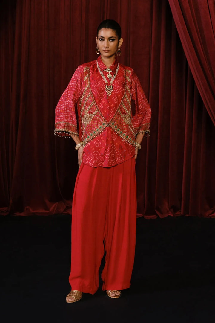 Red Waist Coat Set