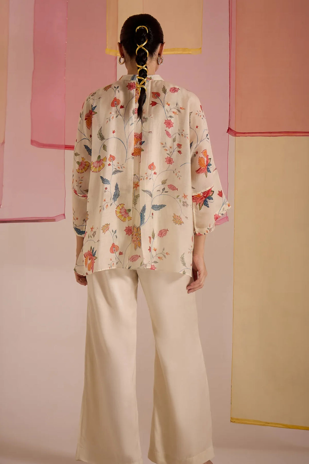 Ivory Chintz Cotton Silk Nama Tunic Set