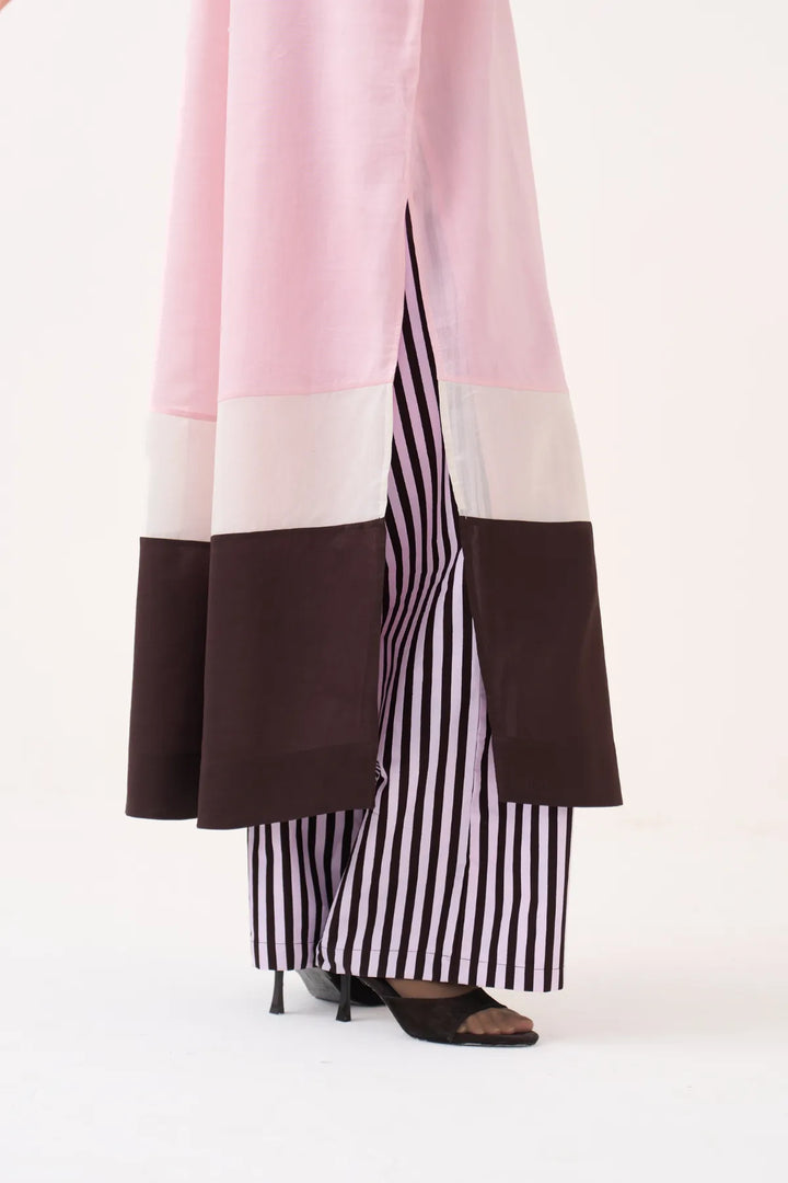 Panel Gather Neck Shirt Co-ord