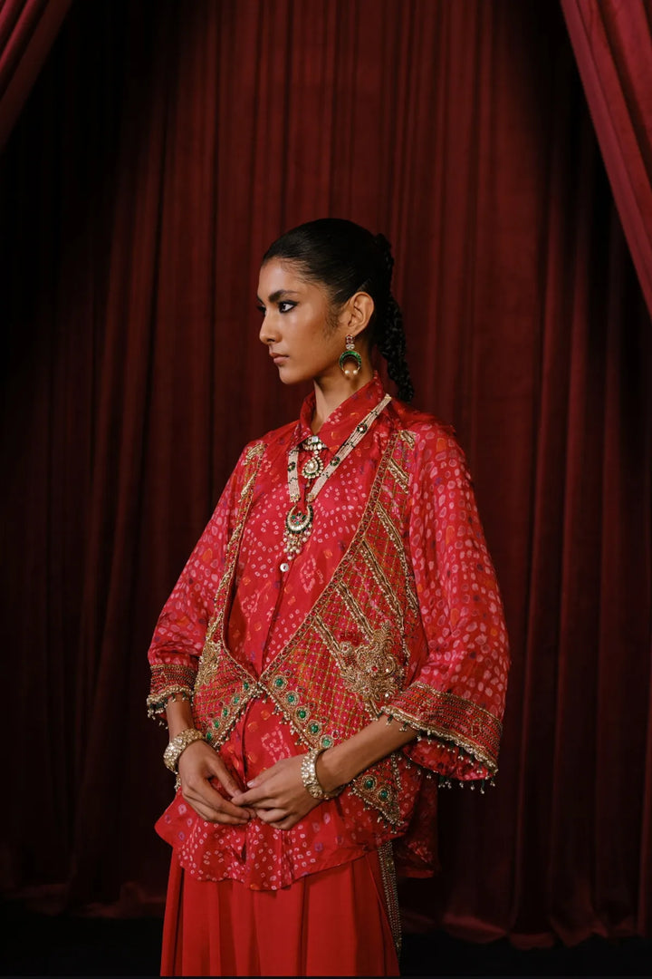 Red Waist Coat Set