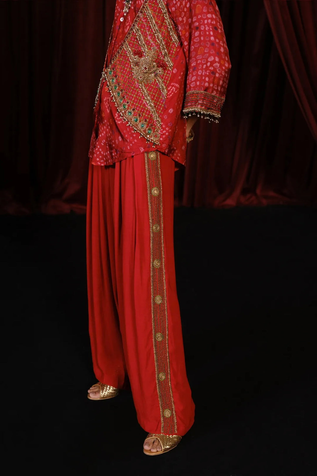 Red Waist Coat Set