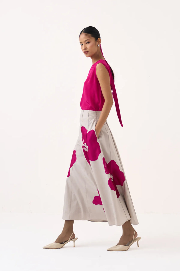 Floral Reverse Applique Skirt Co-ord (Set Of 2)