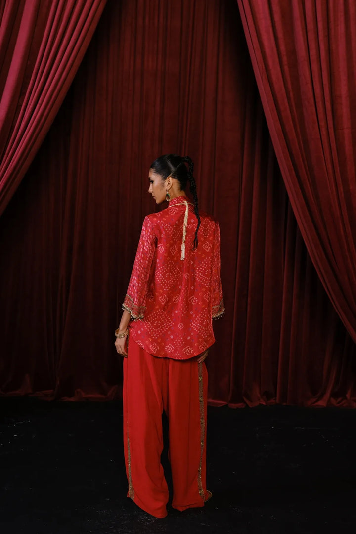 Red Waist Coat Set