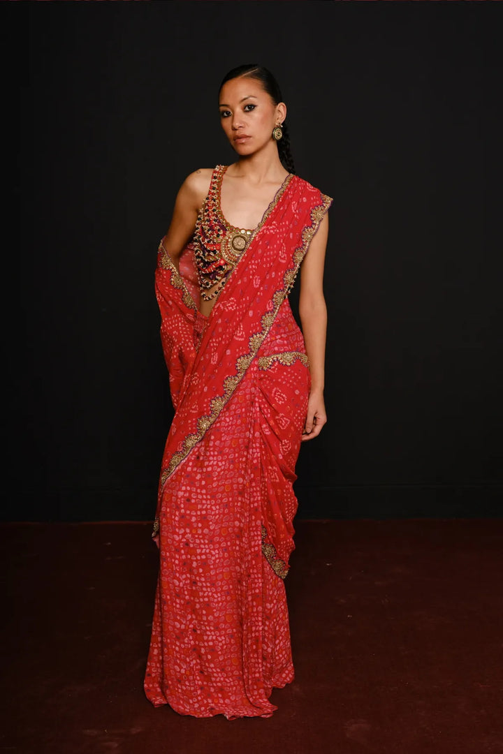 Red Lovely 2.0 Saree Set