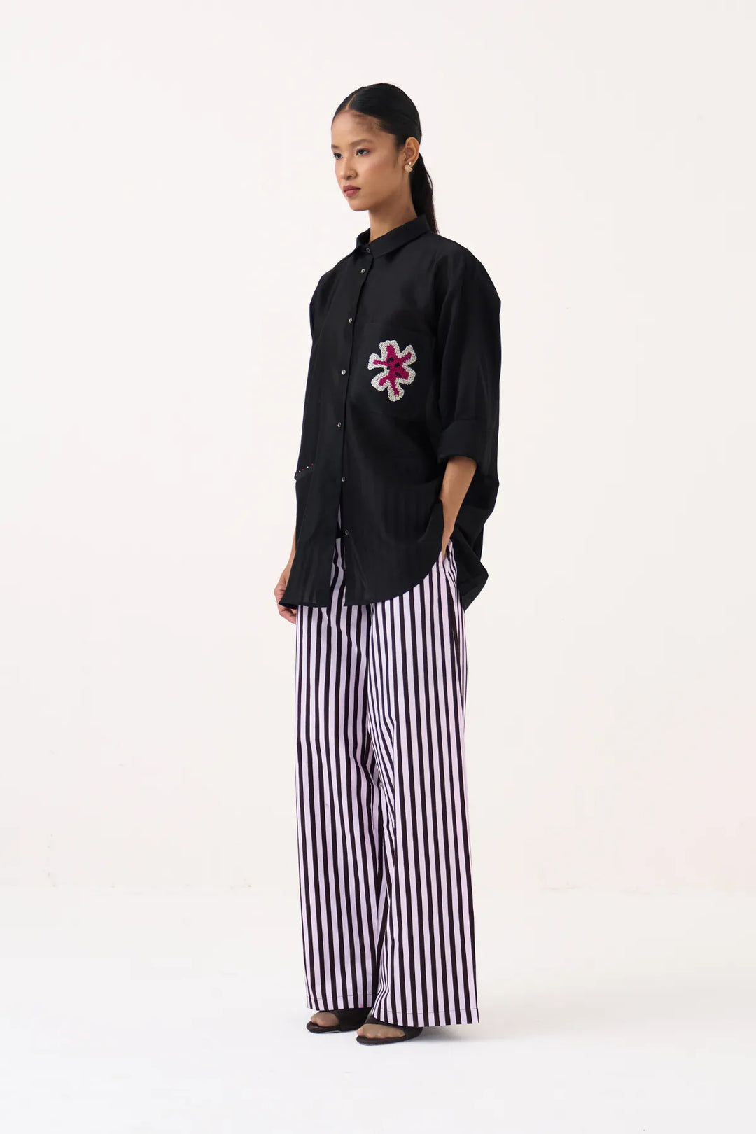 Emb. Patch Pocket Shirt Co-ord (Set Of 2)
