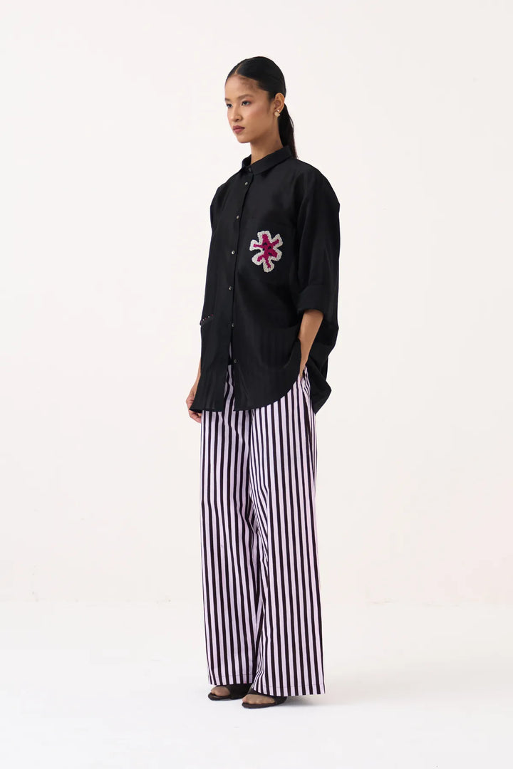 Emb. Patch Pocket Shirt Co-ord (Set Of 2)