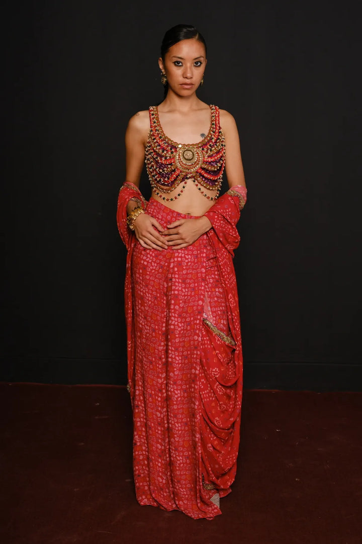 Red Lovely 2.0 Saree Set