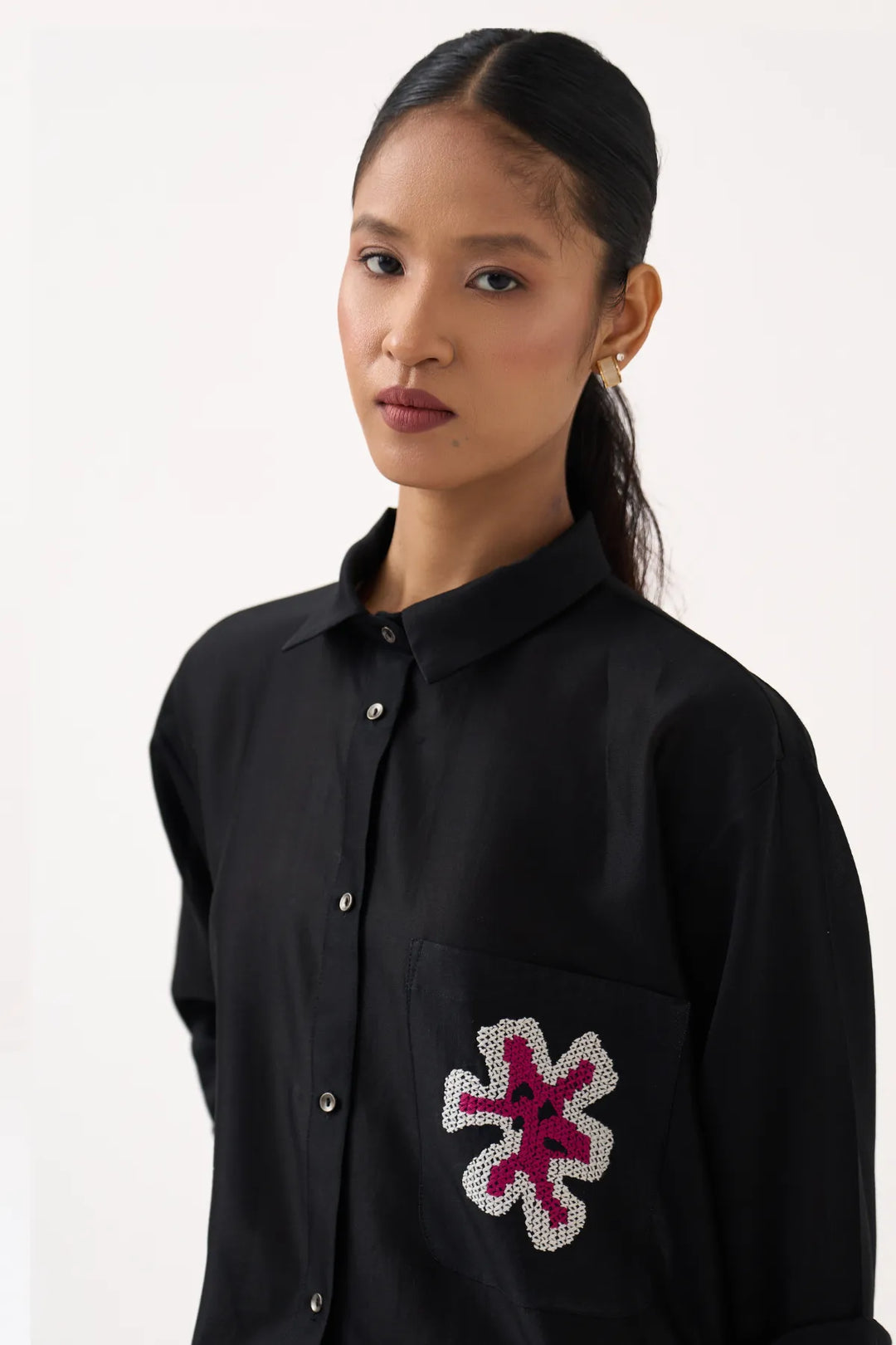 Emb. Patch Pocket Shirt Co-ord (Set Of 2)