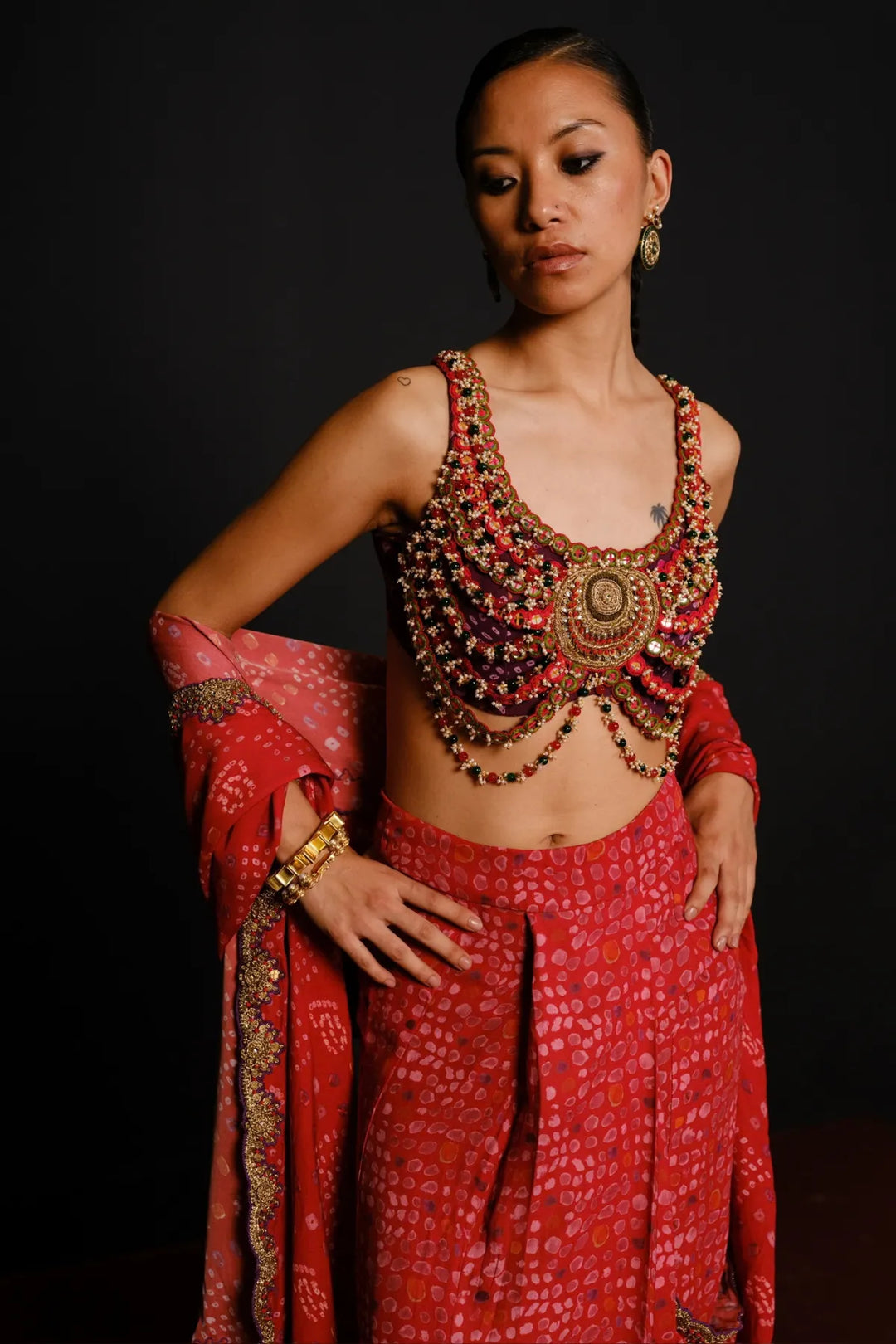 Red Lovely 2.0 Saree Set