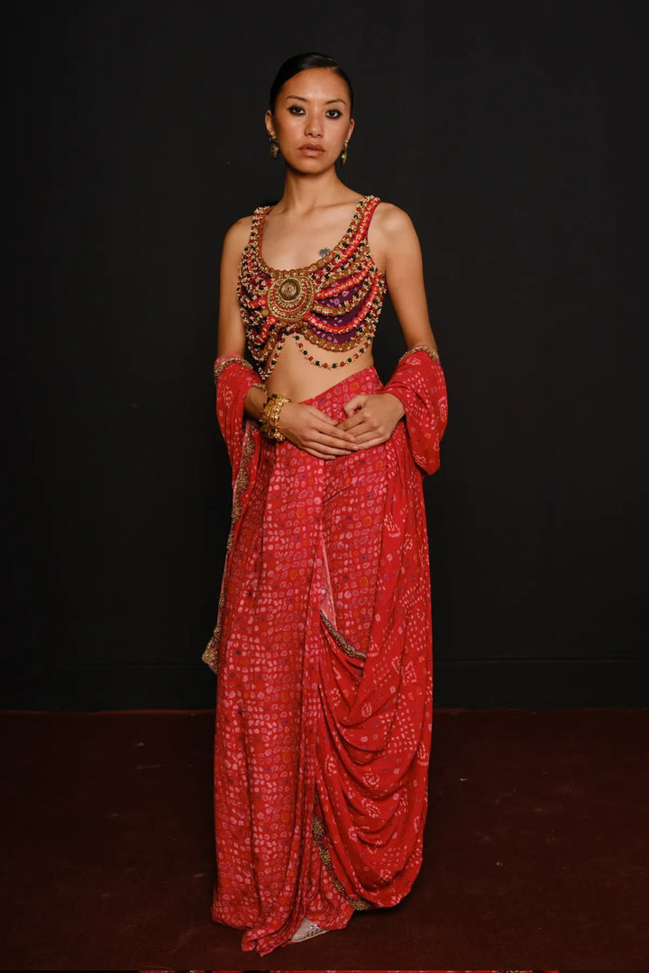 Red Lovely 2.0 Saree Set