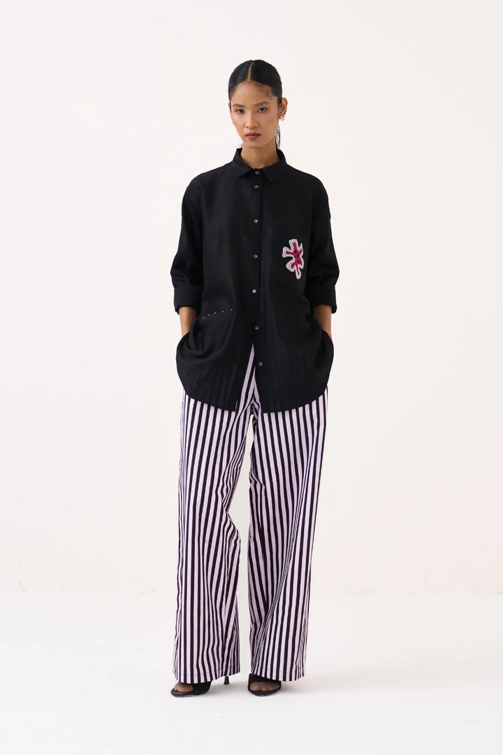 Emb. Patch Pocket Shirt Co-ord (Set Of 2)
