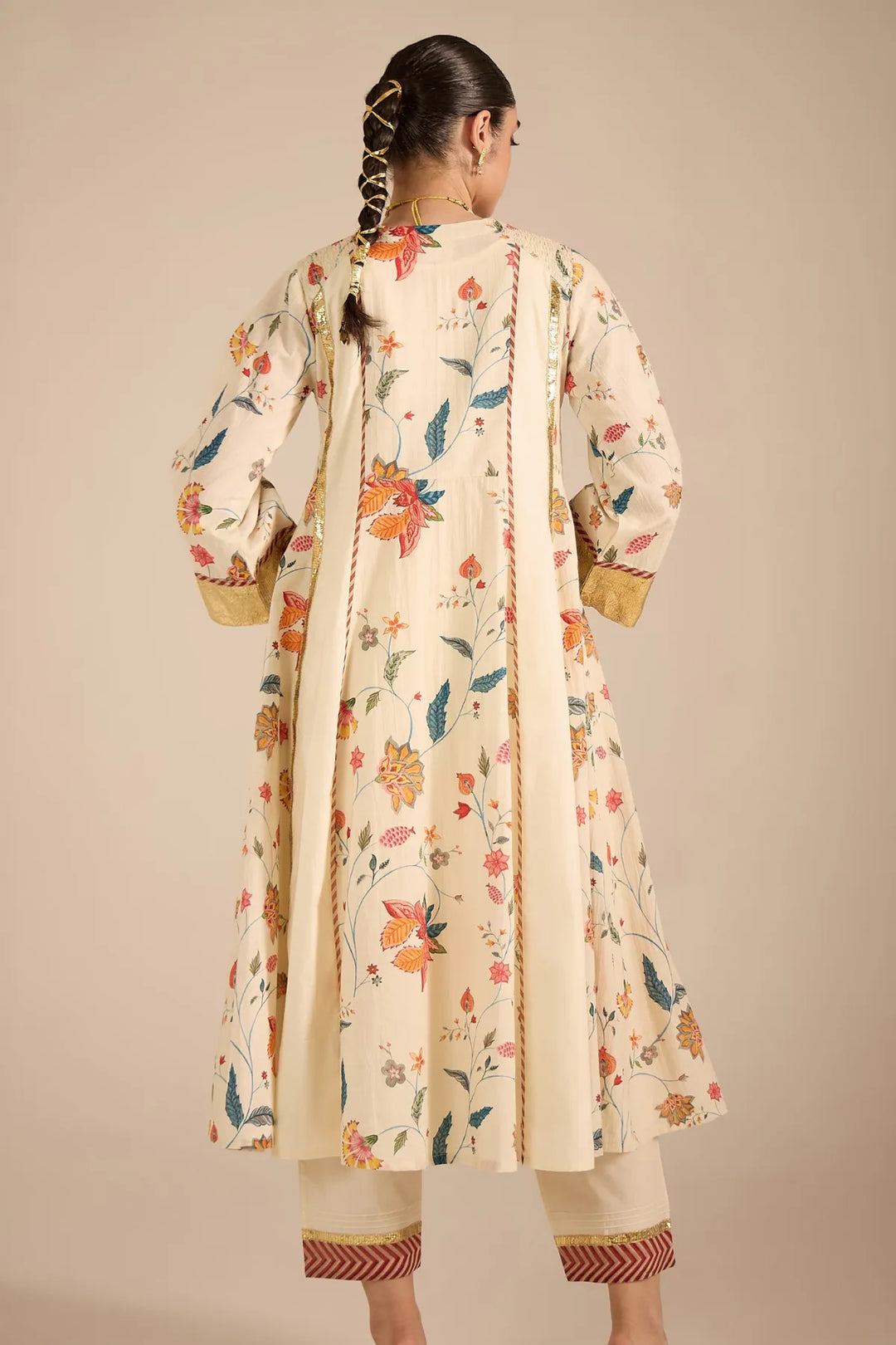 Ivory Chintz Cotton Silk Anarkali Set