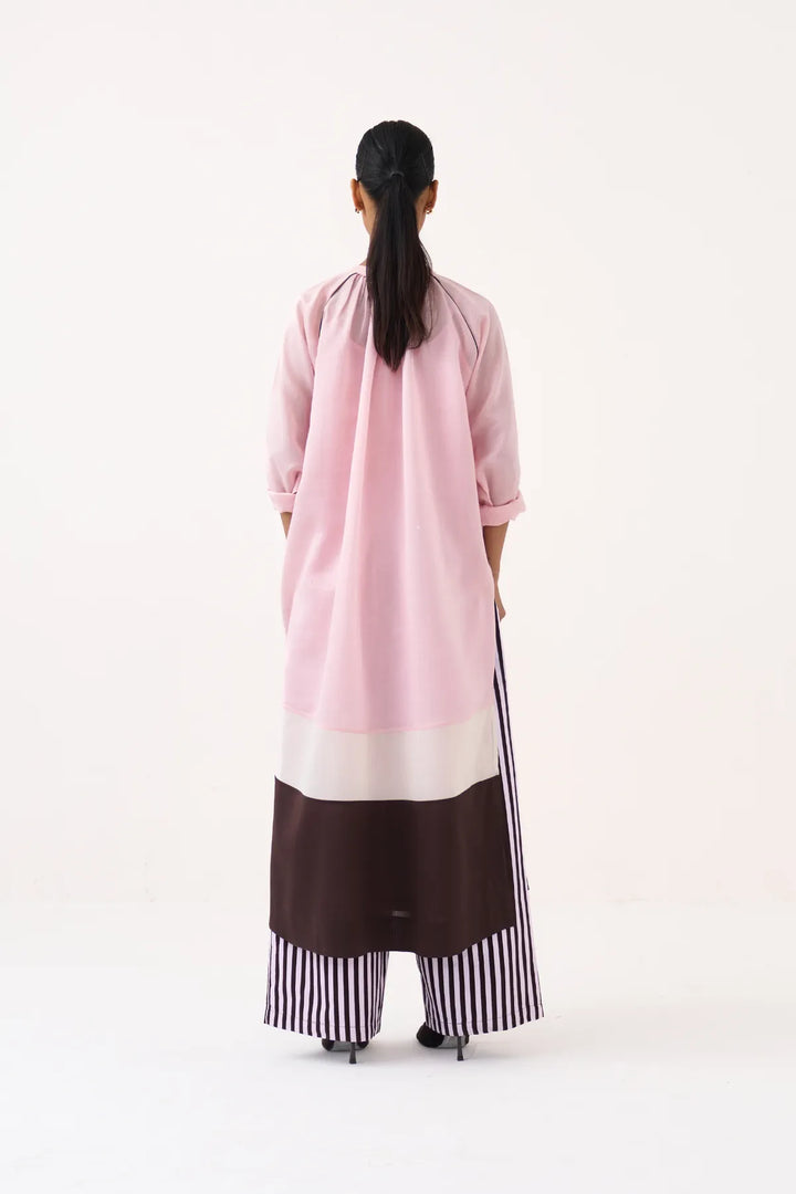 Panel Gather Neck Shirt Co-ord