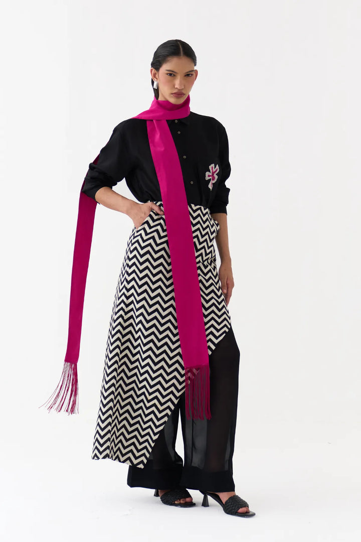 Asymmetric Skirtpant Co-ord (Set Of 3)