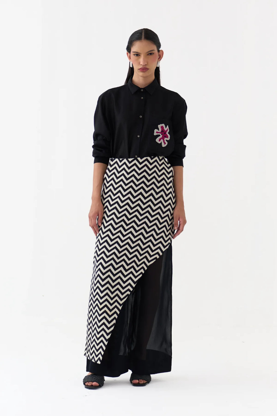Asymmetric Skirtpant Co-ord (Set Of 3)