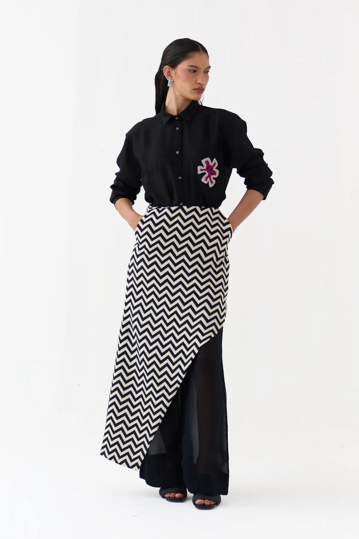 Asymmetric Skirtpant Co-ord (Set Of 3)