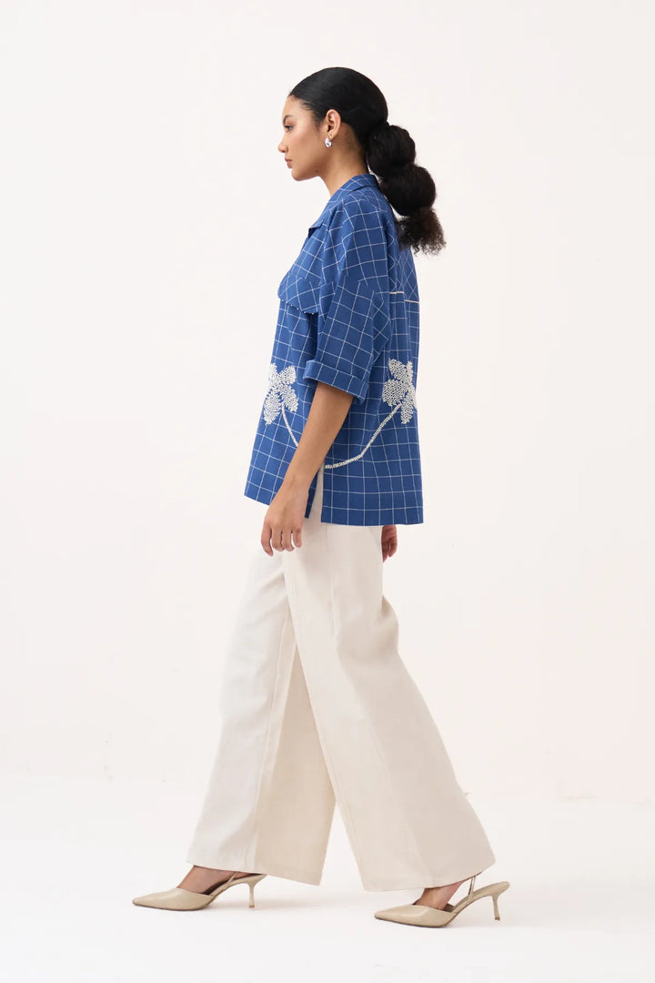 Emb. V Neck Top Co-ord