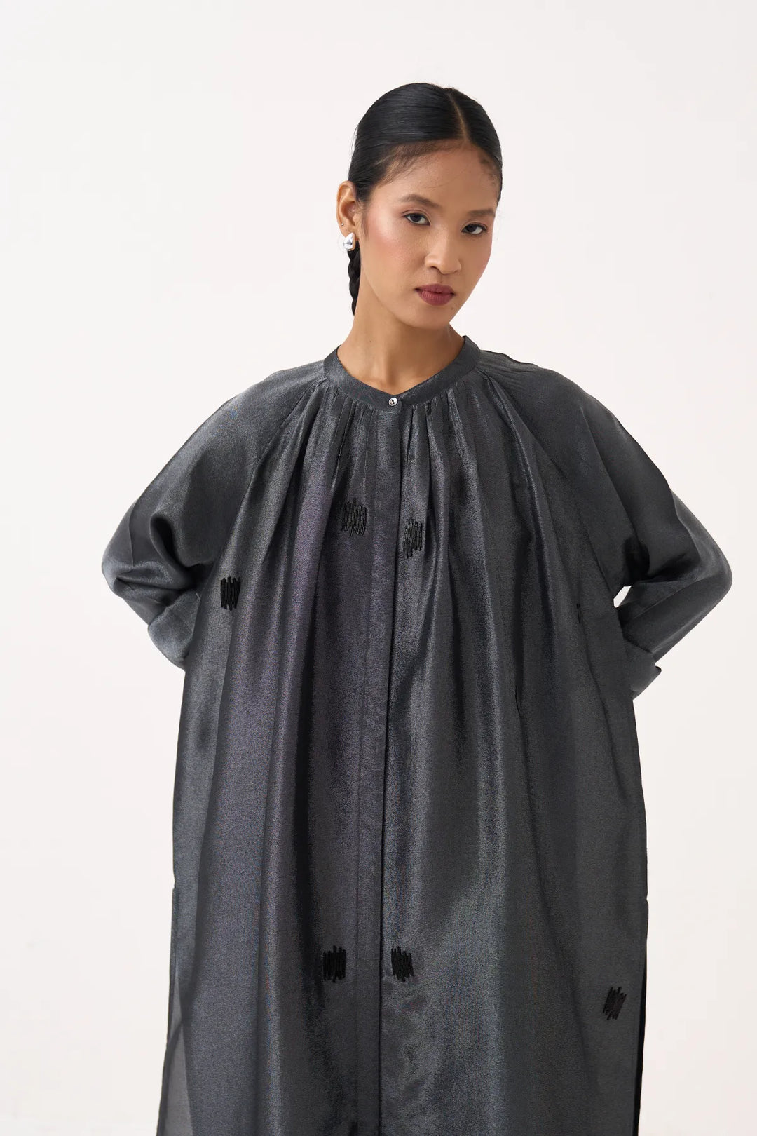 Hand Emb. Gather Neck Shirt Co-ord (Set Of 2)
