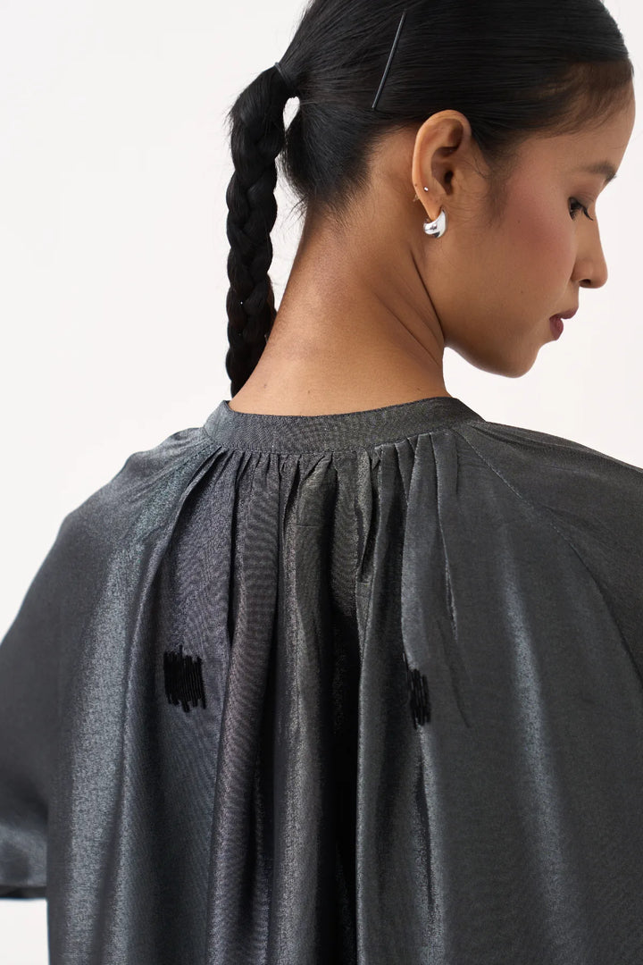 Hand Emb. Gather Neck Shirt Co-ord (Set Of 2)