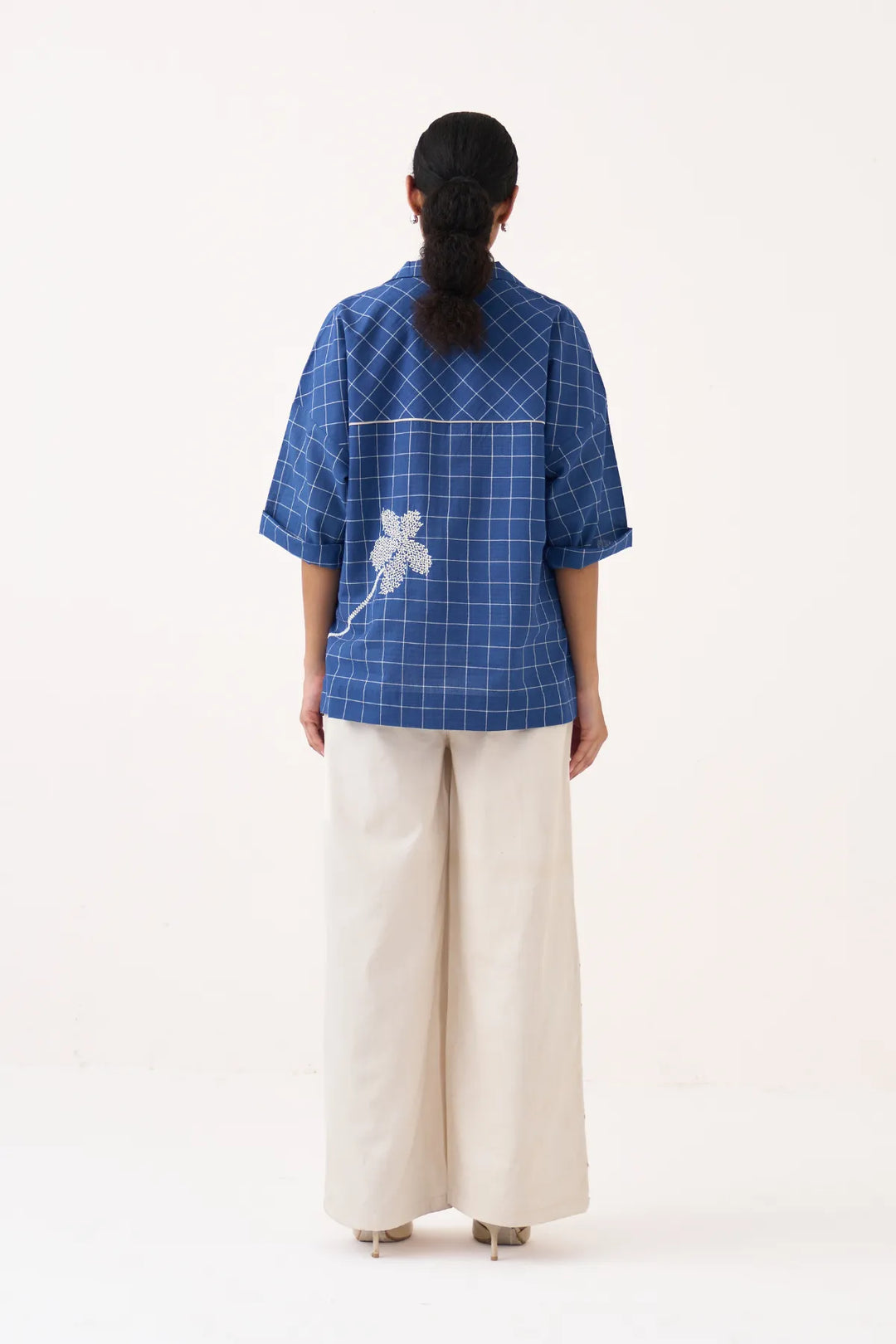 Emb. V Neck Top Co-ord