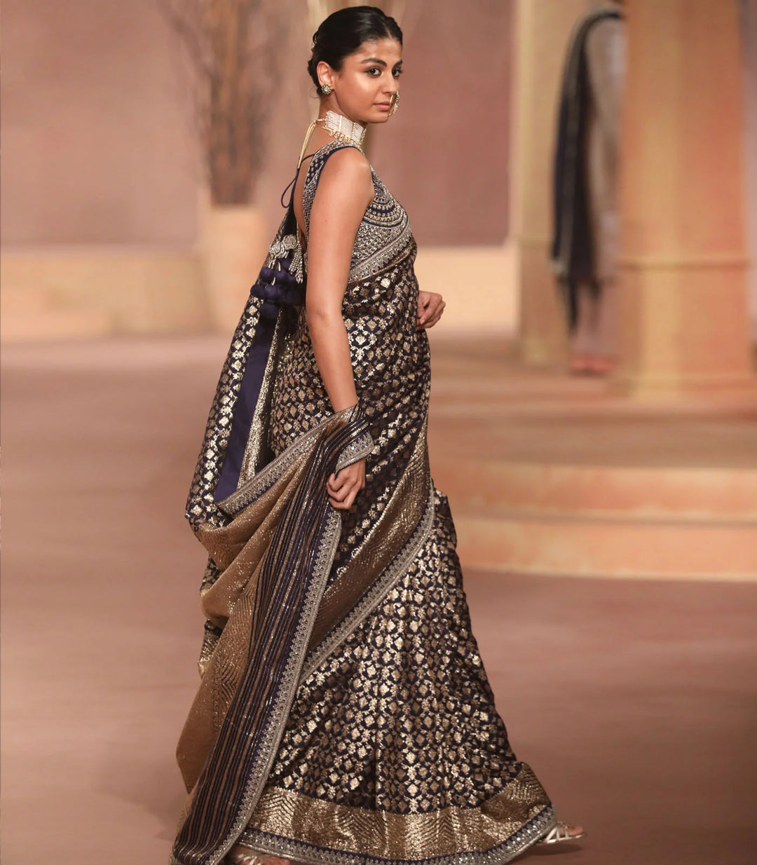 Purple Banarasi Saree Set