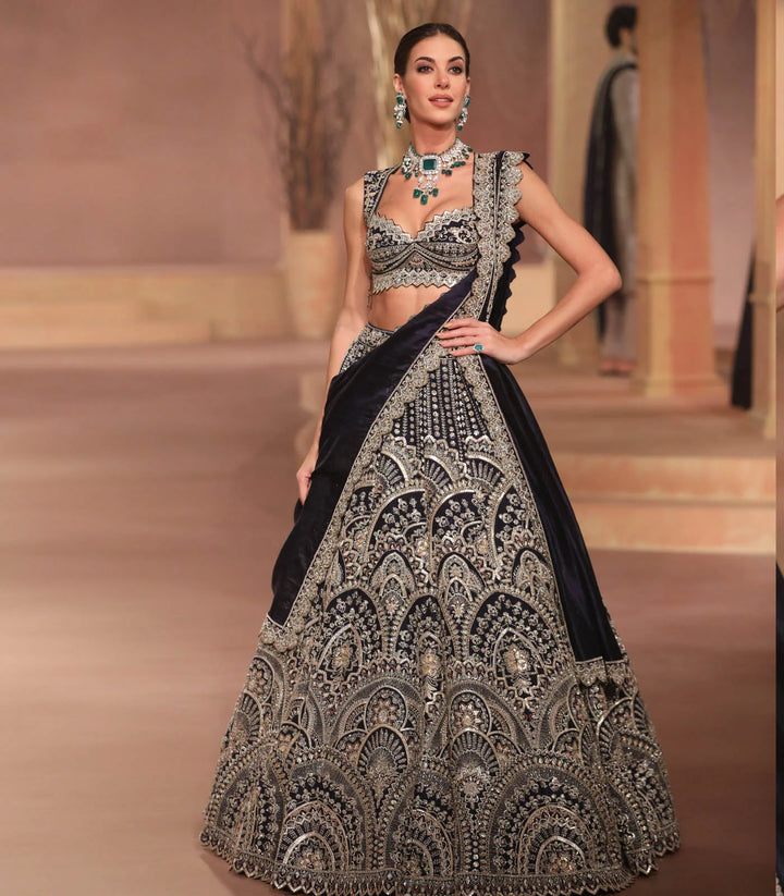 Purple Organza Lehenga Set