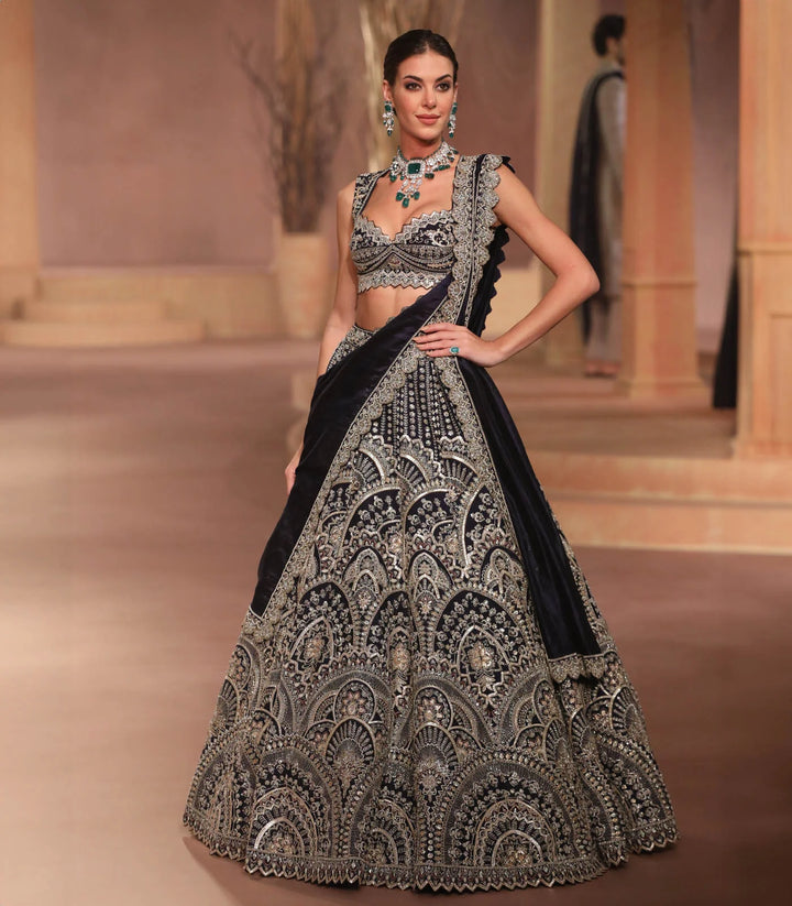 Purple Organza Lehenga Set