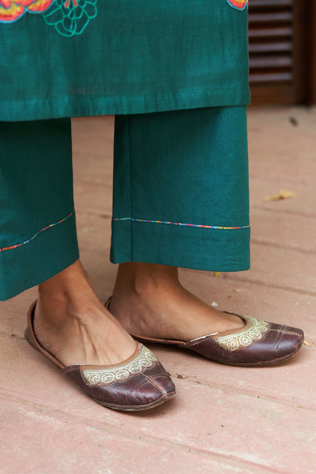 emerald floral embroidered kurta set