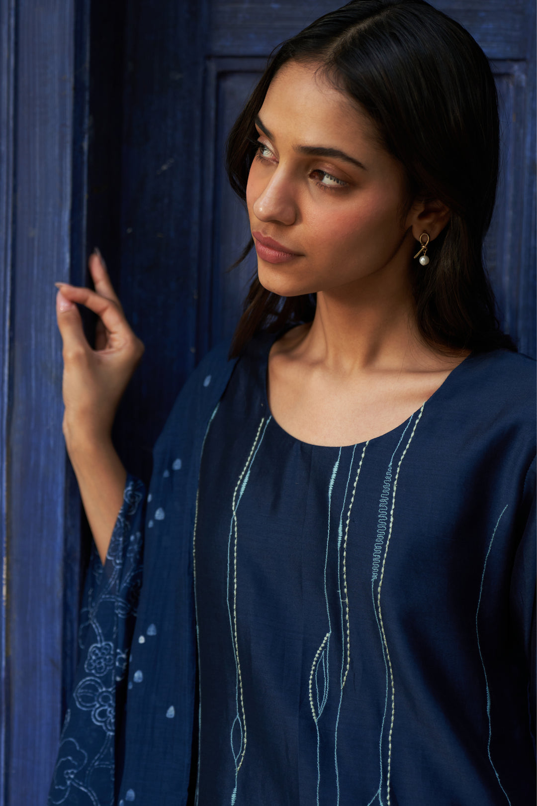 indigo printed kurta set